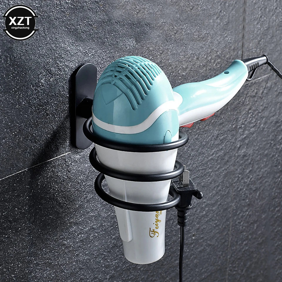 Bathroom Hair Dryer Holder Wall Mounted Organizer Spiral Stand Holder Rack Aluminum Bathroom Shelf Storage Accessory Wall Shelf