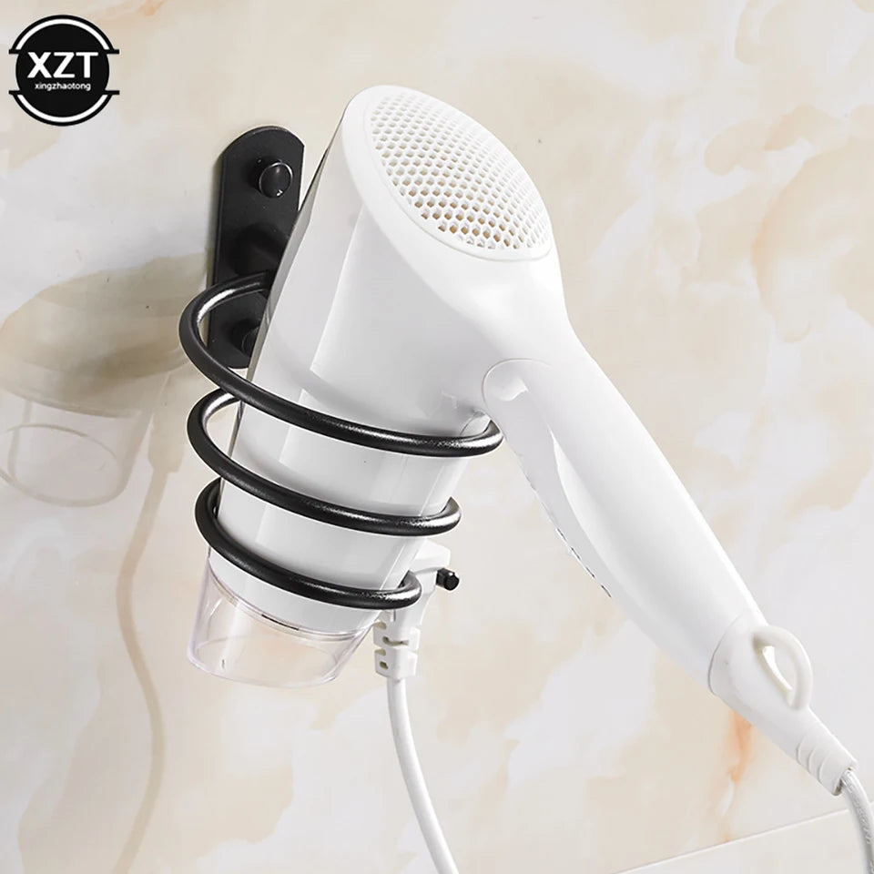Bathroom Hair Dryer Holder Wall Mounted Organizer Spiral Stand Holder Rack Aluminum Bathroom Shelf Storage Accessory Wall Shelf