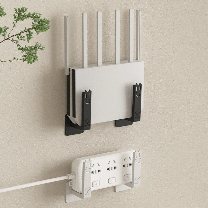 2Pcs Storage rack Router Rack Wall-mounted Storage Box Socket Strip Holder Bracket Punch-free Bracket