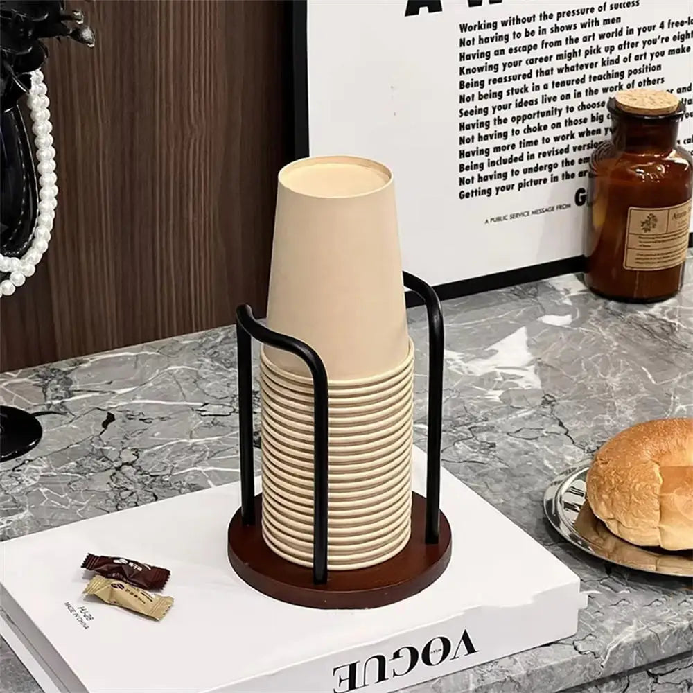 Luxury Disposable Cup Storage Holder Water Tea Cups Dispenser Rack Shelf with Longer Stick Mug Display Stand Home Organizer