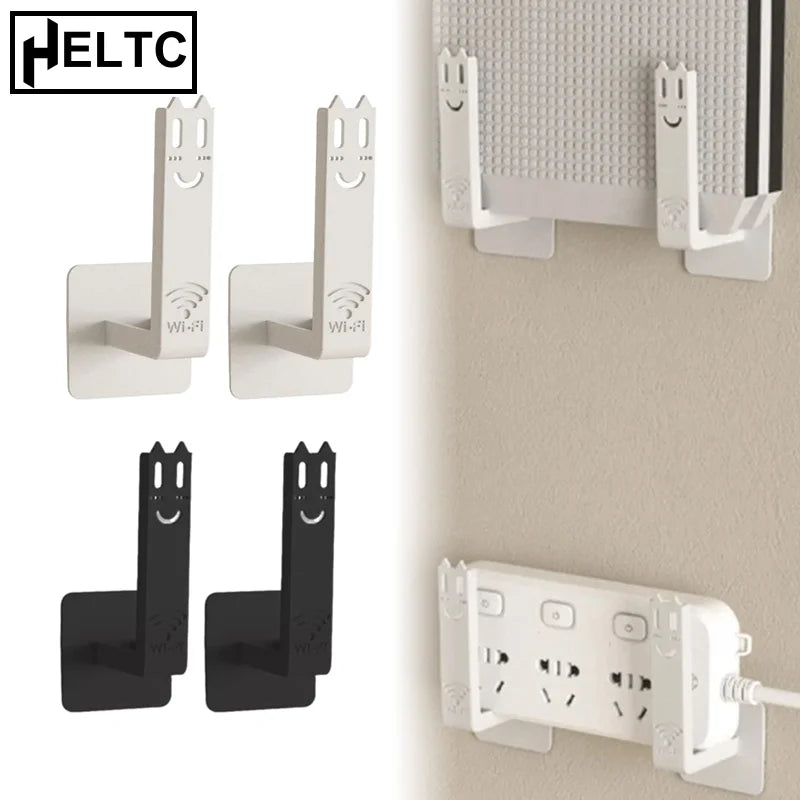 2Pcs Storage rack Router Rack Wall-mounted Storage Box Socket Strip Holder Bracket Punch-free Bracket
